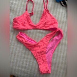 Pink terry cloth bikini